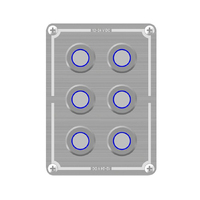 6 Way Stainless Steel Switch Panel With Blue Illuminated Switches
