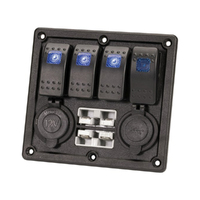 4 Way Switch Panel with USB, Cigarette Socket and Double Anderson Plugs