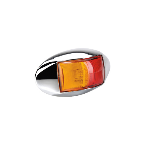 LED 10-33v Side Marker Amber / Red Lamp - Chrome Base