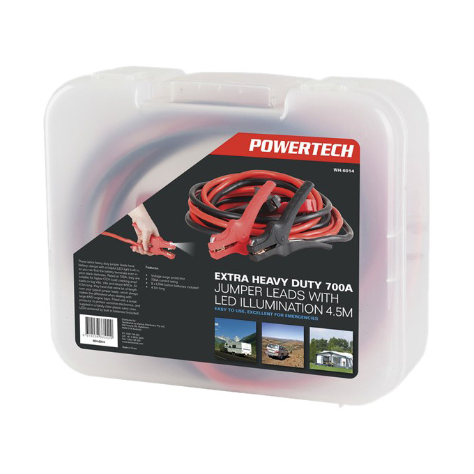 Heavy Duty Quality 700a Jumper Leads with LED Clips Mr Positive NZ