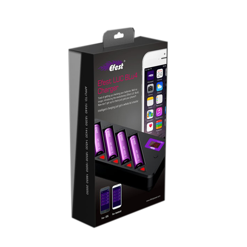 EFest LUC Blu4 LCD and Bluetooth 4 Slot Li-Ion Battery Charger