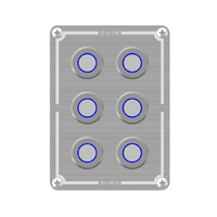 6 Way Stainless Steel Switch Panel With Blue Illuminated Switches