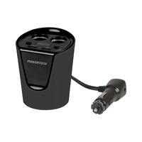 Car Cup Holder USB Charger and Dual Cigarette Lighter Adapter