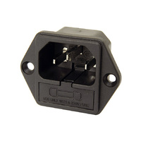 IEC320 Male Panel Mount Connector with Fuse Holder