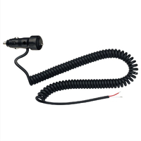 Cigarette Lighter Plug Bare Spiral Wire with On/Off Switch and LED