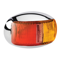 LED Side Red / Amber Marker Lamp Chrome Oval Base