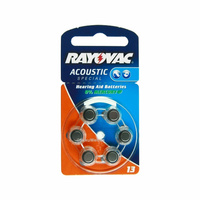 Rayovac V13 Zinc Air Hearing Aid Battery (6 Pack)