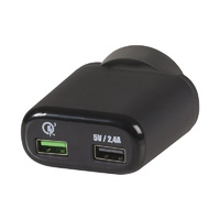 Two Port Mains Powered USB Charger With Quick Charge 3.0