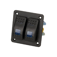 Illuminated 2 Way Blue Rocker Switch Panel