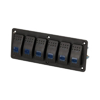 Illuminated 6 Way Blue Rocker Switch Panel