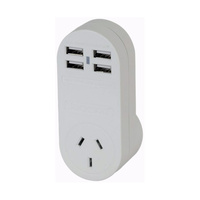 Travel Adaptor 3 Pin NZ to 3 Pin USA with 4 USB Charging Ports