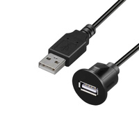 USB 2.0 Type A Panel Mount Extension Cable