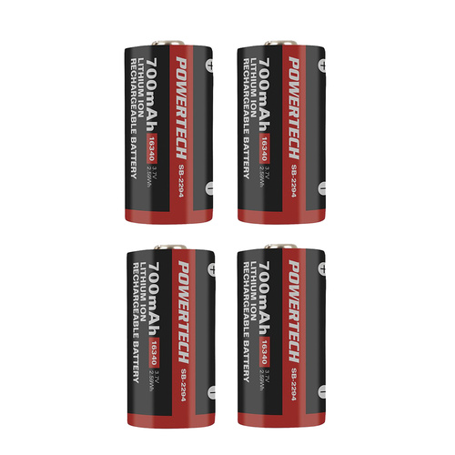 CR123A 3.7v 700mah Rechargeable Lithium Batteries (4 Pack)