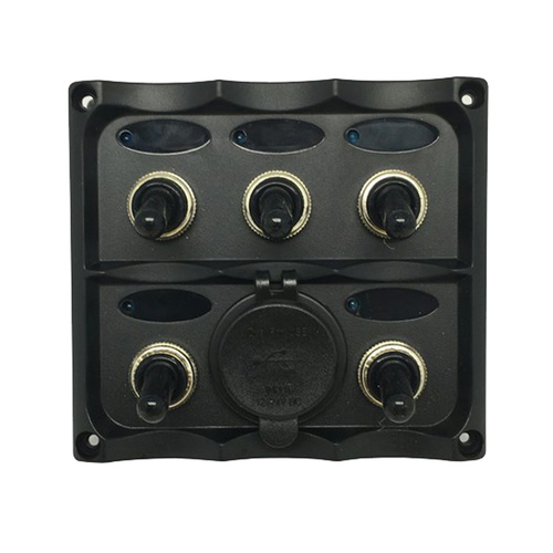5 Way Automotive Style Switch Panel with Dual 2.1a USB Sockets