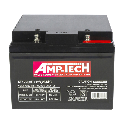 AMP-TECH 12v 26ahr AGM Deep Cycle Battery