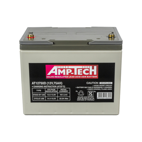 AMP-TECH 12v 75ahr AGM Deep Cycle Battery