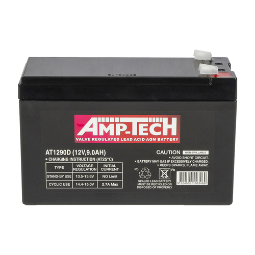 AMP-TECH 12v 9ahr AGM Deep Cycle Battery