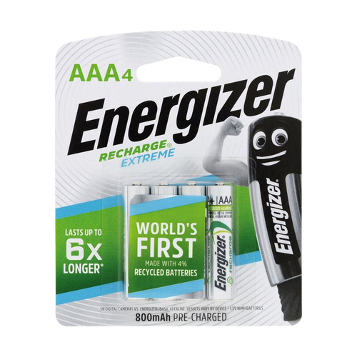 Energizer Extreme AAA 800mah NiMH Rechargeable Battery (4 Pack)