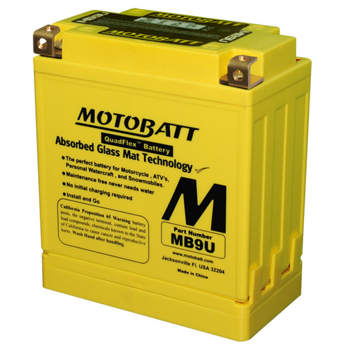 MotoBatt MB9U Quadflex 12v 140ccA Maintenance Free Battery