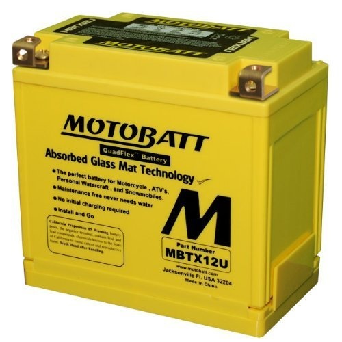 MotoBatt MBTX12U Quadflex 12v 200ccA Maintenance Free Battery