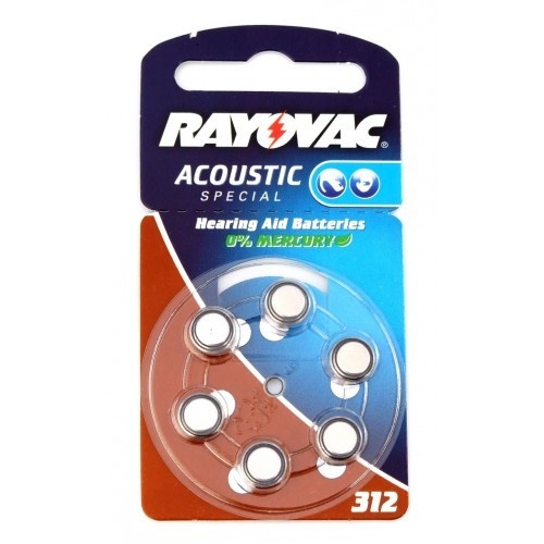 Rayovac V312 Zinc Air Hearing Aid Battery (6 Pack)