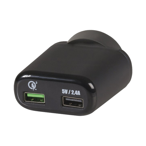 Two Port Mains Powered USB Charger With Quick Charge 3.0