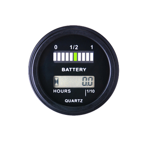 Panel Mount 12-48v Battery State Indiactor and LCD Hour Meter Combo