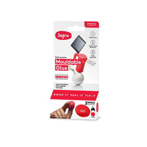 Amazing Sugru Mouldable Glue Black White and Red 3 x 5g