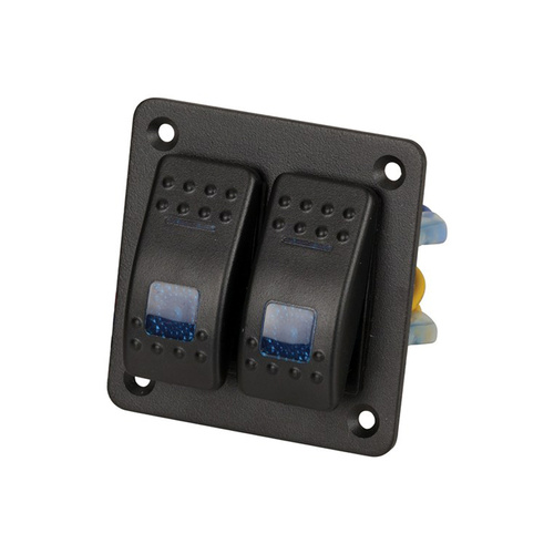 Illuminated 2 Way Blue Rocker Switch Panel