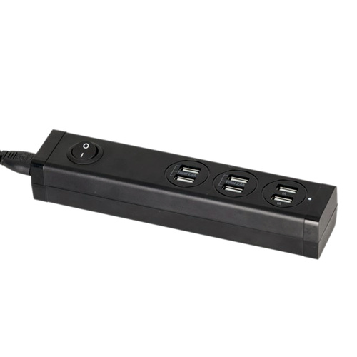 AC Powered Six Way USB Power Board with Switch